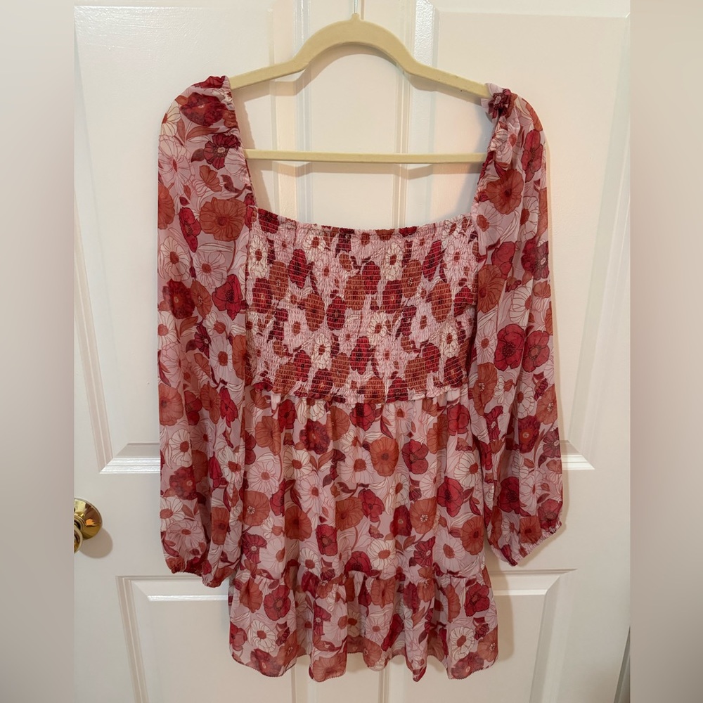 Aritzia Wilfred long sleeve mini floral dress